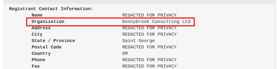  the "organization" listed is Donnybrook Consulting Ltd.